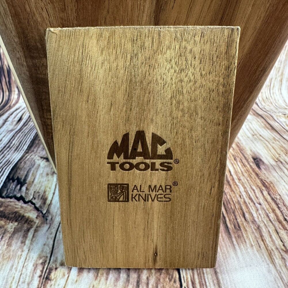 Mac Tools Knives Brown Wood Block ONLY 7 Slot Knife Holder Kitchen Storage - Picture 2 of 10